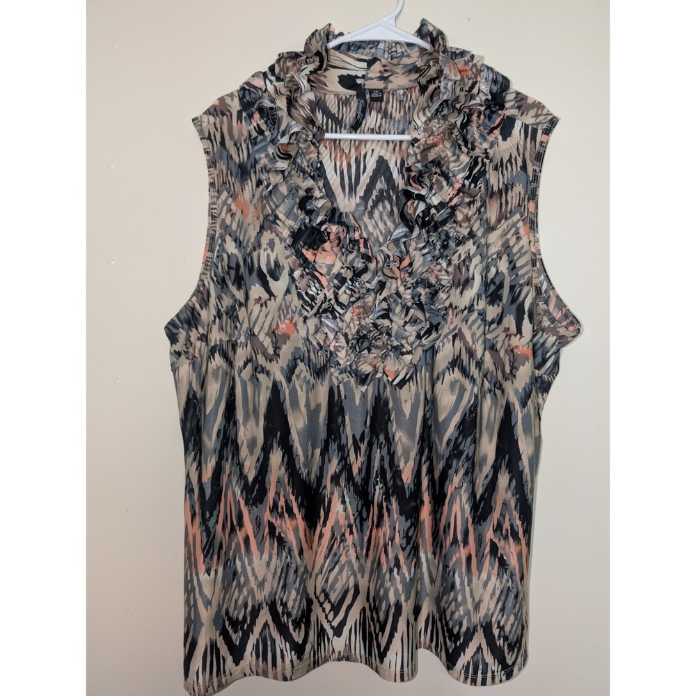 Essentials By‎ Milano Woman 2x Ruffled Collar V-neck Sleeveless Blouse
